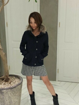「qualite（カリテ）のアイテム（パーカー）」を使った、matsuさん（レディース・158cm）の秋コーディネート