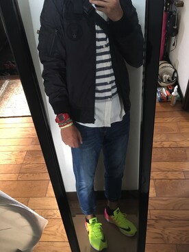 「Alpha Industries（アルファインダストリーズ）のアイテム（ナイロンジャケット）」を使った、Michael   【優輝】さん（メンズ・175cm）の秋コーディネート