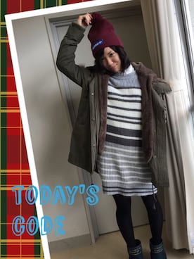 「ローリーズファーム(LOWRYS FARM)」｜「アイテム（モッズコート）」を使った、まつきさん（レディース・155cm）の冬コーディネート