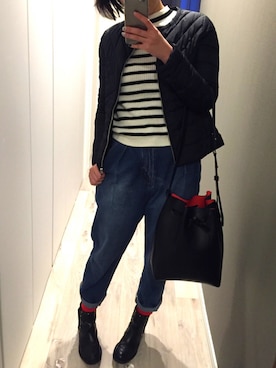 「マムジーンズ」｜ekkaさん（レディース・160cm）の冬コーディネート