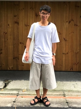「TRAN泉（トラン）のアイテム」を使った、Ray Hsuさん（メンズ・180cm）の夏コーディネート