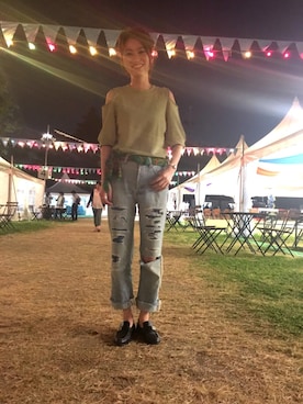 「オープンショルダー」｜「アイテム（その他シューズ）」を使った、MIRIさん（レディース・161cm）の春コーディネート