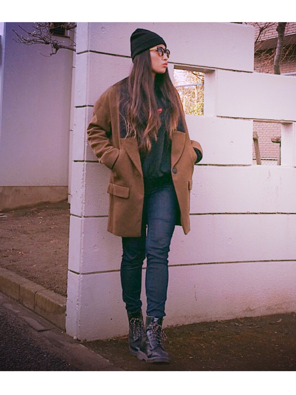 「girl、outfit、ootd、winter、fashion、Japan」｜「adidasのアイテム（スウェット、ブラック系）」を使った、N@さん（レディース・160cm）の冬コーディネートの1枚目の写真