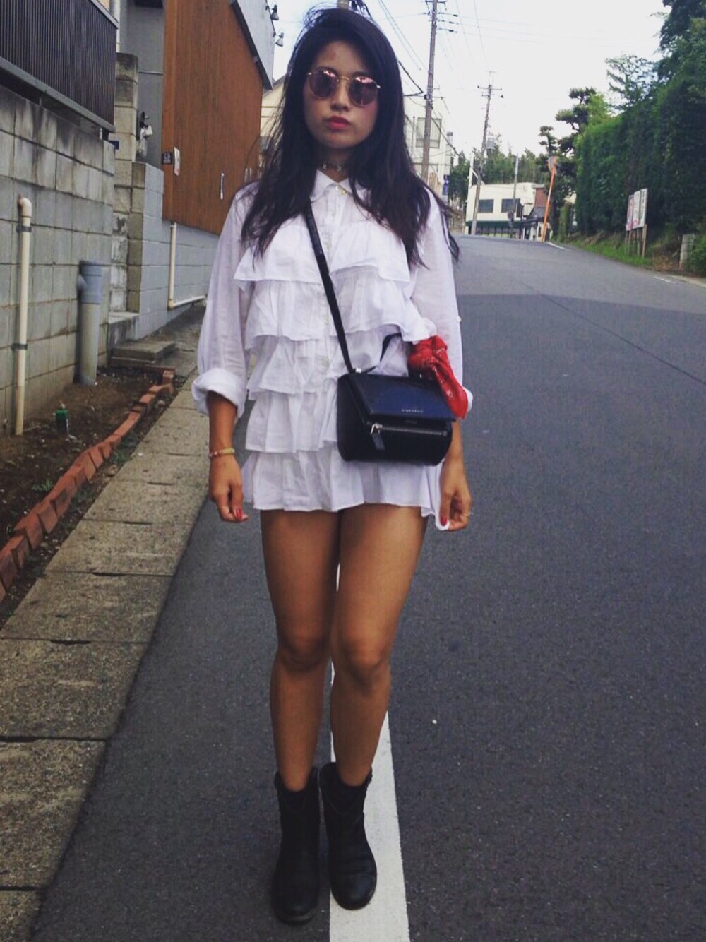 「girl、fashion、outfit、ootd、summer、Japan」｜「usedのアイテム（シャツ/ブラウス、ホワイト系）」を使った、N@さん（レディース・157cm）の夏コーディネートの1枚目の写真