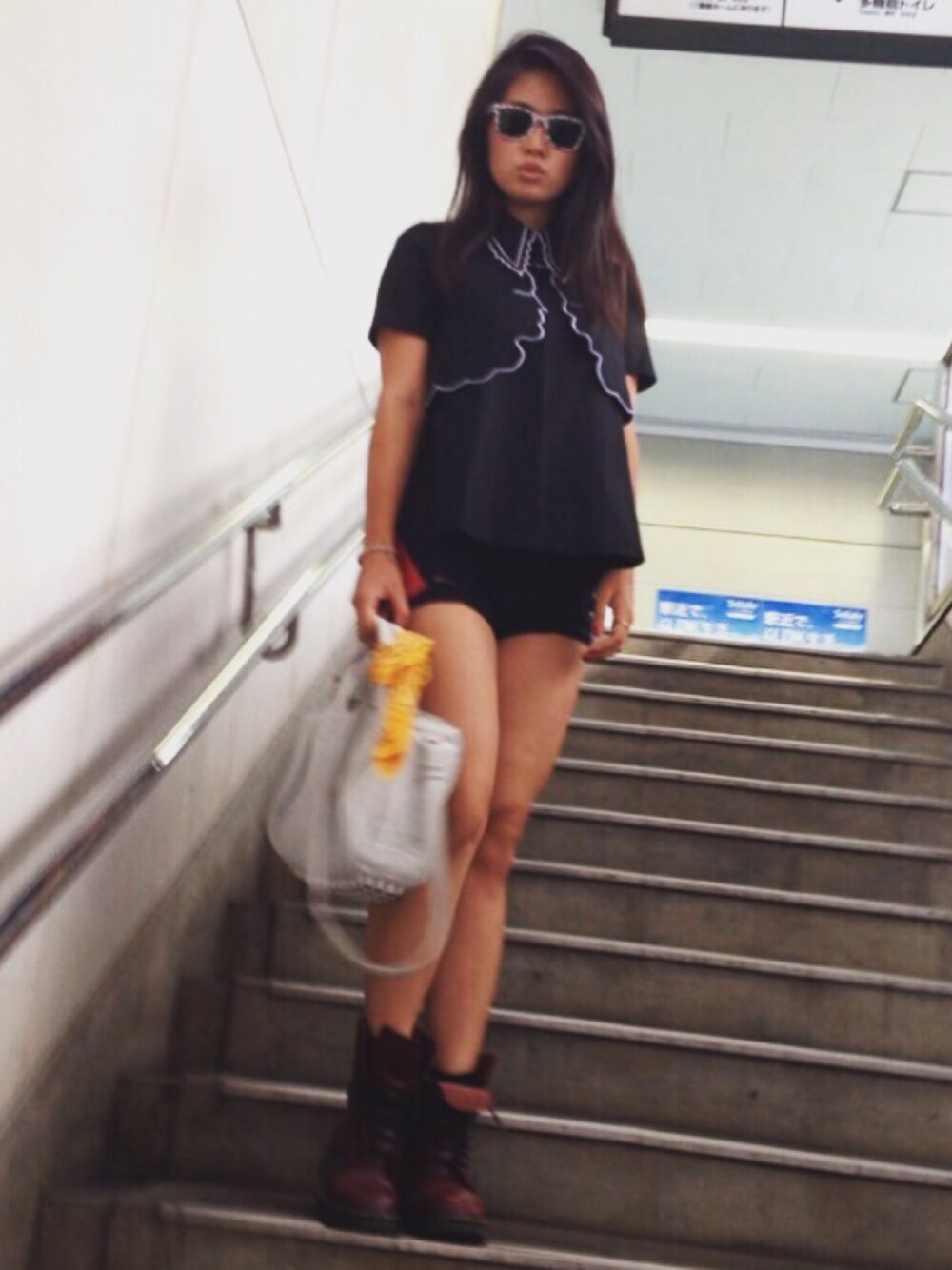 「girl、fashion、outfit、ootd、summer、Japan」｜「vivettaのアイテム（シャツ/ブラウス、ブラック系）」を使った、N@さん（レディース・157cm）の夏コーディネートの1枚目の写真