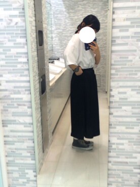 「古着のアイテム（Tシャツ/カットソー、ホワイト系）」を使った、もも  🍑さん（レディース）の夏コーディネート