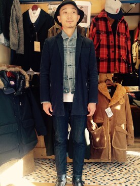 「Buzz Rickson's（バズリクソンズ）のアイテム（シューズ）」を使った、sunhouse神南さん（メンズ・169cm）の冬コーディネート