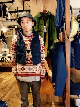 「アイテム（ニット/セーター）」を使った、sunhouse神南さん（メンズ・169cm）の冬コーディネート