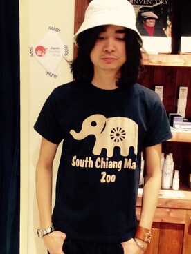 「BLUE BLUE（ブルーブルー）のアイテム（帽子）」を使った、sunhouse神南さん（メンズ・175cm）の春コーディネート
