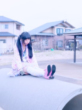 「病みかわいい」｜「アイテム（ジャケット/アウター）」を使った、かりんぽこさん（レディース・162cm）の春コーディネート