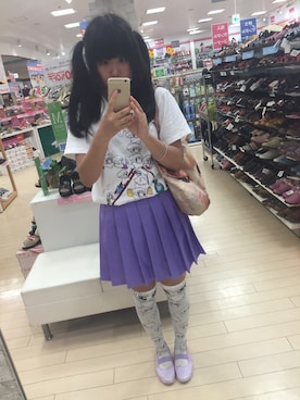 「ネコ」｜「アイテム（バレエシューズ）」を使った、かりんぽこさん（レディース・162cm）の夏コーディネート