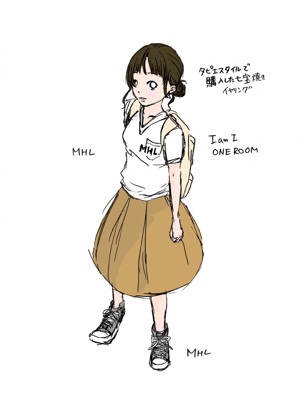グレー系のスニーカー、ホワイト系のTシャツ/カットソーを着用したレディースの夏コーディネートの1枚目の写真