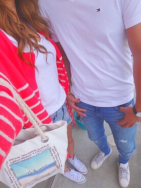 「カップルコーデ」｜moeさん（レディース・157cm）の春コーディネート