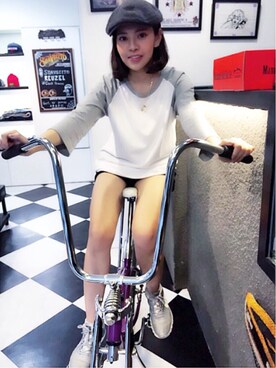 「MUJI」｜「アイテム（キャスケット）」を使った、JasmineJuangさん（レディース・158cm）の春コーディネート