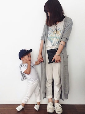 「Inpaichthys kerri（インパクティスケリー）のアイテム（Tシャツ/カットソー、ホワイト系）」を使った、yumiyumiさん（レディース・157cm）の夏コーディネート