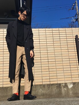 「N.HOOLYWOOD」｜「アイテム（その他シューズ）」を使った、ふちおさん（メンズ・176cm）の冬コーディネート
