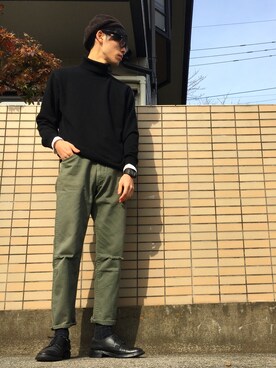 「N.HOOLYWOOD」｜「アイテム（その他シューズ）」を使った、ふちおさん（メンズ・176cm）の冬コーディネート