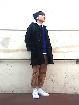 「無印良品（ムジルシリョウヒン）のアイテム（ダッフルコート）」を使った、じょりーさん（メンズ・170cm）の冬コーディネート