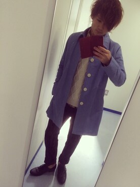 「アイテム（ステンカラーコート）」を使った、Isizuka Ukyoさん（メンズ・173cm・10代）の冬コーディネート