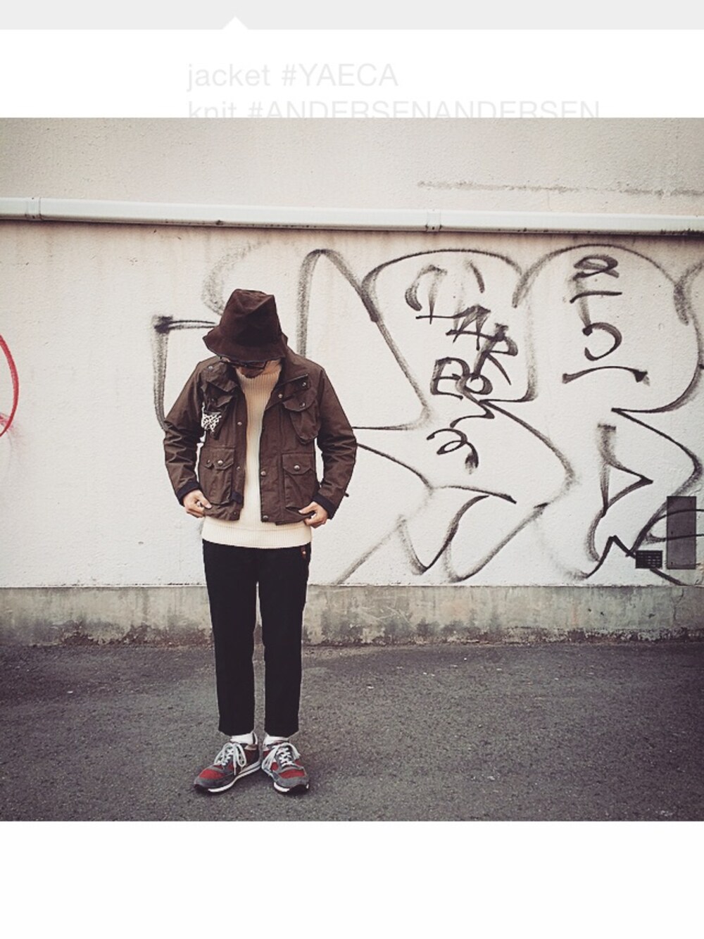 「White Mountaineering、SAUCANY、ANDERSEN-ANDERSEN、YAECA」｜「YAECAのアイテム（ブルゾン、グリーン系）」を使った、Masahiro Nishikawaさん（メンズ・160cm）の春コーディネートの1枚目の写真