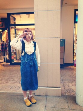 「お買い物」｜「アイテム（オールインワン・サロペット）」を使った、△さん（レディース・157cm）の秋コーディネート