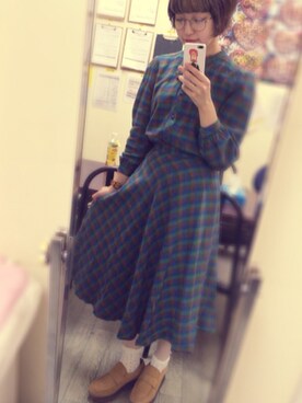 「古着ワンピース」｜「アイテム（ジャケット/アウター）」を使った、△さん（レディース・157cm）の春コーディネート
