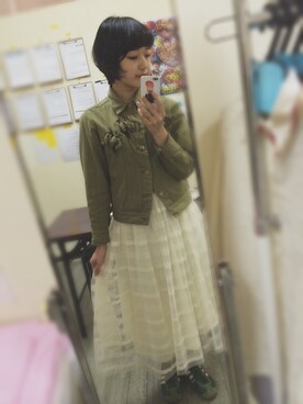 「原宿」｜「アイテム（ミリタリージャケット）」を使った、△さん（レディース・157cm）の春コーディネート