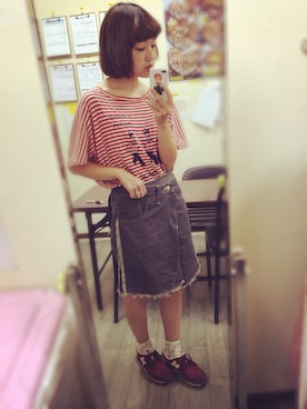 「FAD THREE（ファドスリー）のアイテム（スカート）」を使った、△さん（レディース・157cm）の夏コーディネート