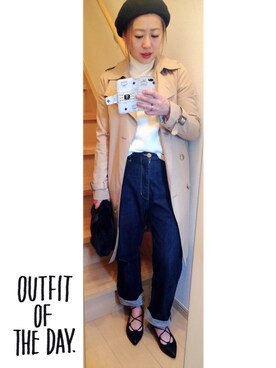 「インディゴデニム」｜「アイテム（トレンチコート）」を使った、♡YUPPY♡さん（レディース・156cm）の秋コーディネート