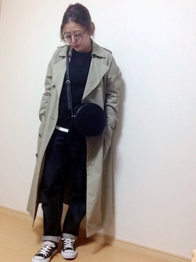 「サークルバッグ」｜「アイテム（トレンチコート）」を使った、♡YUPPY♡さん（レディース・156cm）の冬コーディネート