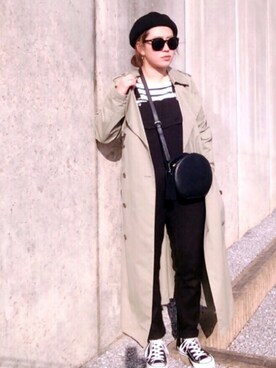 「サークルバッグ」｜「アイテム（トレンチコート）」を使った、♡YUPPY♡さん（レディース・156cm）の冬コーディネート