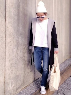 「SEVENDAYS=SUNDAY（セブンデイズサンデイ）のアイテム（ニットキャップ/ビーニー）」を使った、♡YUPPY♡さん（レディース・156cm）の冬コーディネート