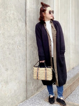 「niko and...（ニコアンド）のオリジナル ミニラインテープカゴバッグ【niko and...】（かごバッグ）」を使った、♡YUPPY♡さん（レディース・156cm）の春コーディネート