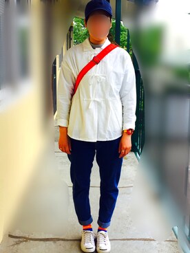 「CONVERSE（コンバース）のCONVERSE コンバース ジャック パーセル / JACK PURCEL（スニーカー）」を使った、rinさん（レディース・163cm）の夏コーディネート