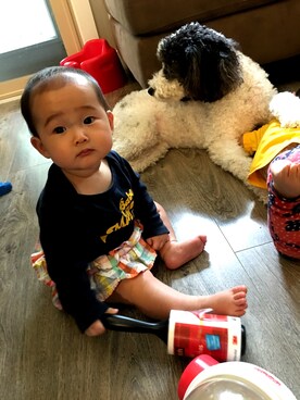 「JOE FRESH（フレッシュ）のアイテム」を使った、Uiさん（キッズ・61cm）の春コーディネート