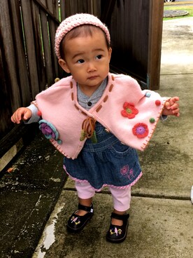 「Carhartt（カーハート）のアイテム（サロペット/オーバーオール）」を使った、Uiさん（キッズ・74cm）の秋コーディネート