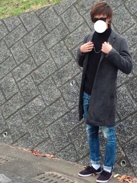 「ラコステ」｜「アイテム（チェスターコート）」を使った、K.さん（メンズ・180cm）の秋コーディネート
