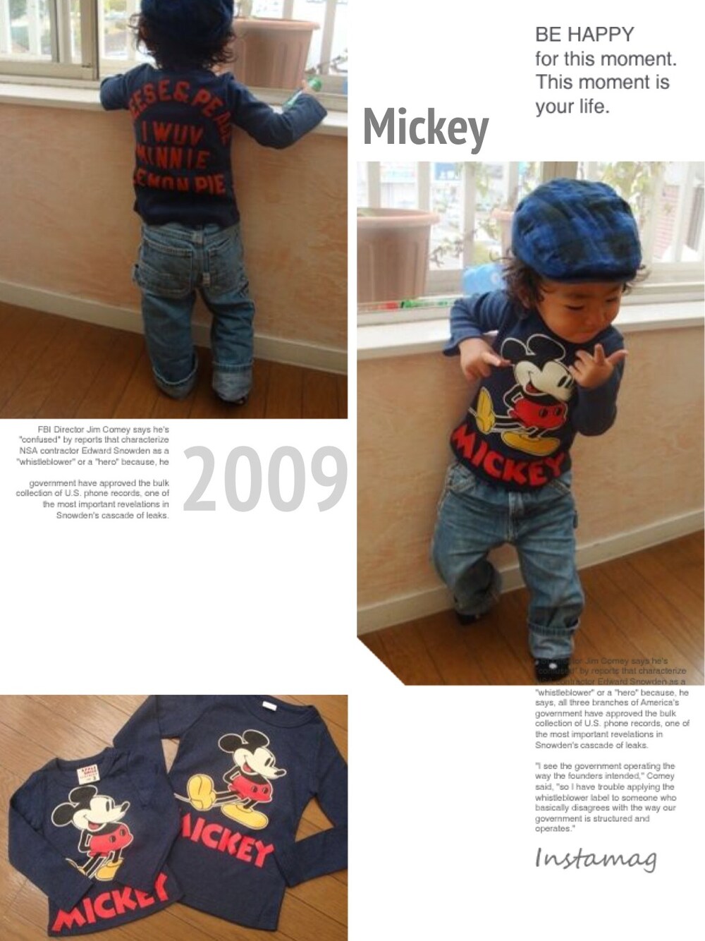 「デニム、ミッキー、ハンチング、ブルーコーデ」｜「DENIM DUNGAREEのアイテム（デニムパンツ、ブルー系）」を使った、michiさん（キッズ・100cm）の夏コーディネートの1枚目の写真