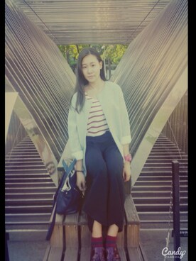 「アイテム（アナログ腕時計、ピンク系）」を使った、Amy張可兒Mai:)さん（レディース・157cm）の春コーディネート