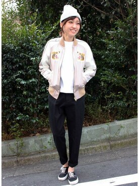 「Right-on（ライトオン）のアイテム（ブルゾン）」を使った、Right-on 本社スタッフさん（レディース・158cm）の冬コーディネート