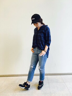 「Right-on（ライトオン）のアイテム（チュニック）」を使った、Right-on 本社スタッフさん（レディース・168cm）の夏コーディネート