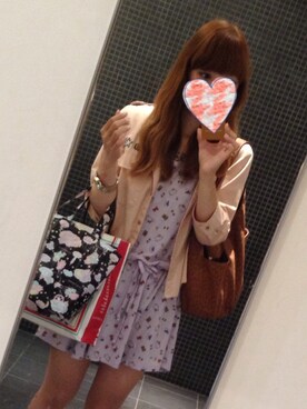 「merry jenny（メリージェニー）のアイテム（ワンピース、ピンク系）」を使った、海苔巻さん（レディース・50cm）の夏コーディネート