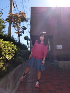「lativ（ラティーヴ）のアイテム（ニット/セーター、その他）」を使った、Mayumiさん（レディース・158cm）の秋コーディネート