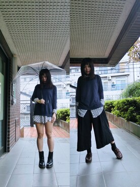 「lativ（ラティーヴ）のアイテム（ニット/セーター、ブルー系）」を使った、Mayumiさん（レディース・158cm）の秋コーディネート