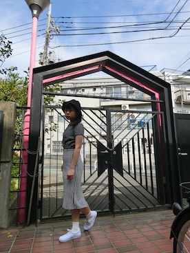 「VANS（バンズ）のVANS ヴァンズ AUTHENTIC オーセンティック V44CLA T.WHITE（スニーカー、ホワイト系）」を使った、Mayumiさん（レディース・158cm）の秋コーディネート