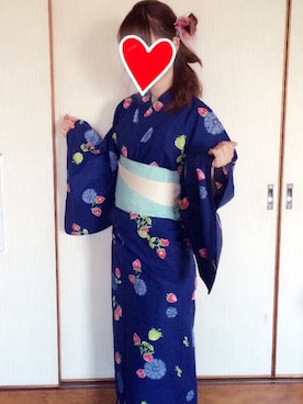 「ハーフアップ」｜「アイテム（浴衣）」を使った、hanaさん（レディース・163cm）の夏コーディネート