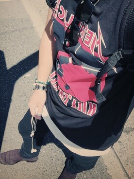「METALLICA（メタリカ）のアイテム（T Shirts、ブラック系）」を使った、ミムラさん（メンズ・170cm）の冬コーディネート