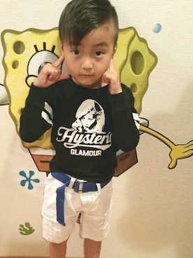 「5歳」｜「アイテム（カーゴパンツ）」を使った、忘羨さん（キッズ・110cm）の春コーディネート