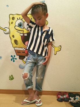 「5歳」｜「アイテム（ビーチサンダル）」を使った、忘羨さん（キッズ・110cm）の夏コーディネート