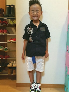 「5歳」｜「アイテム（カーゴパンツ）」を使った、忘羨さん（キッズ・110cm）の夏コーディネート